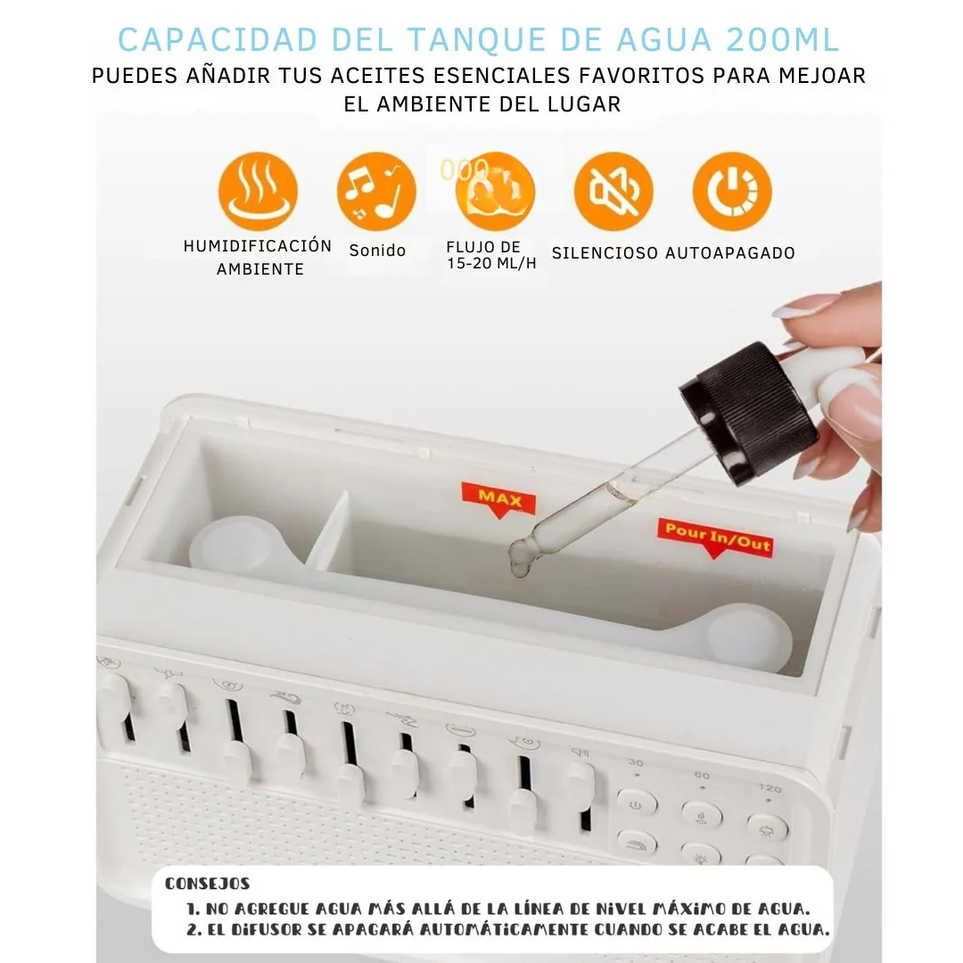 Humidificador con Altavoz de Ruido Blanco